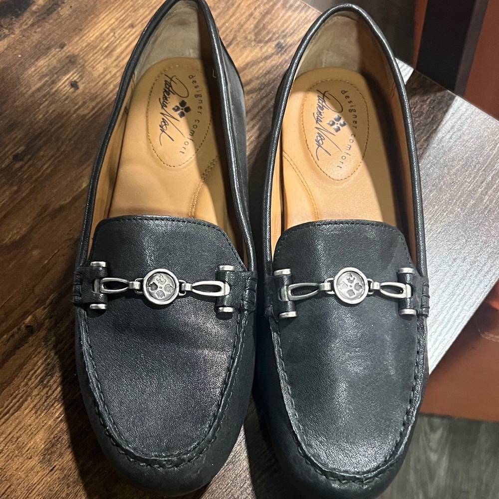 Patricia Nash Black Leather Slip-On Loafers
